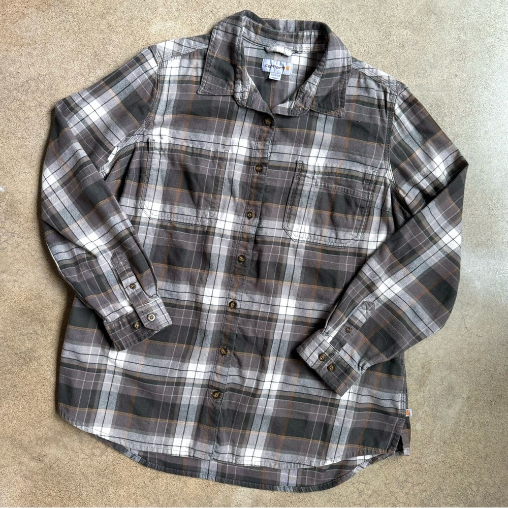 Carhartt Grey Plaid Flannel Shirt